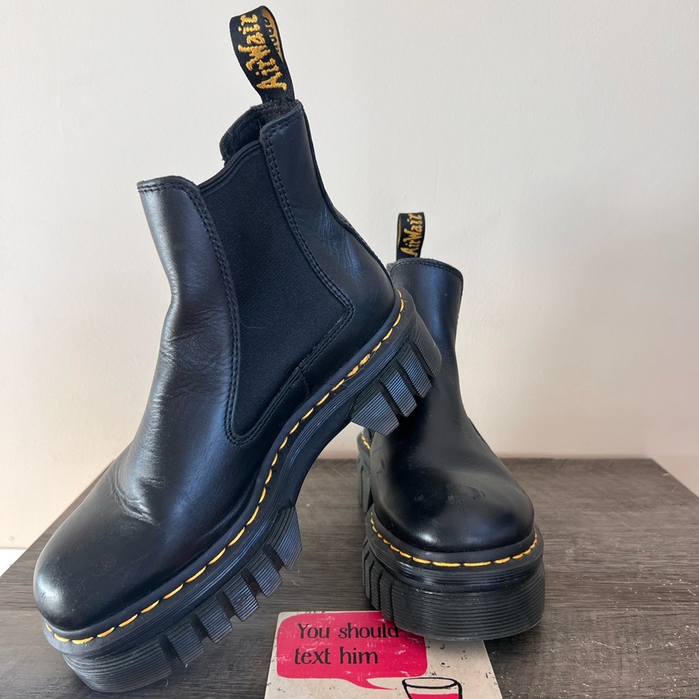 Dr. Martens Black Leather Lug Sole Chelsea Boots